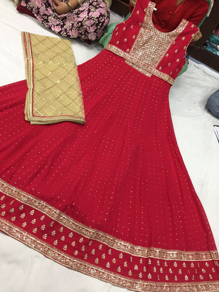 Beautiful designer gown style anarkali suit with belt