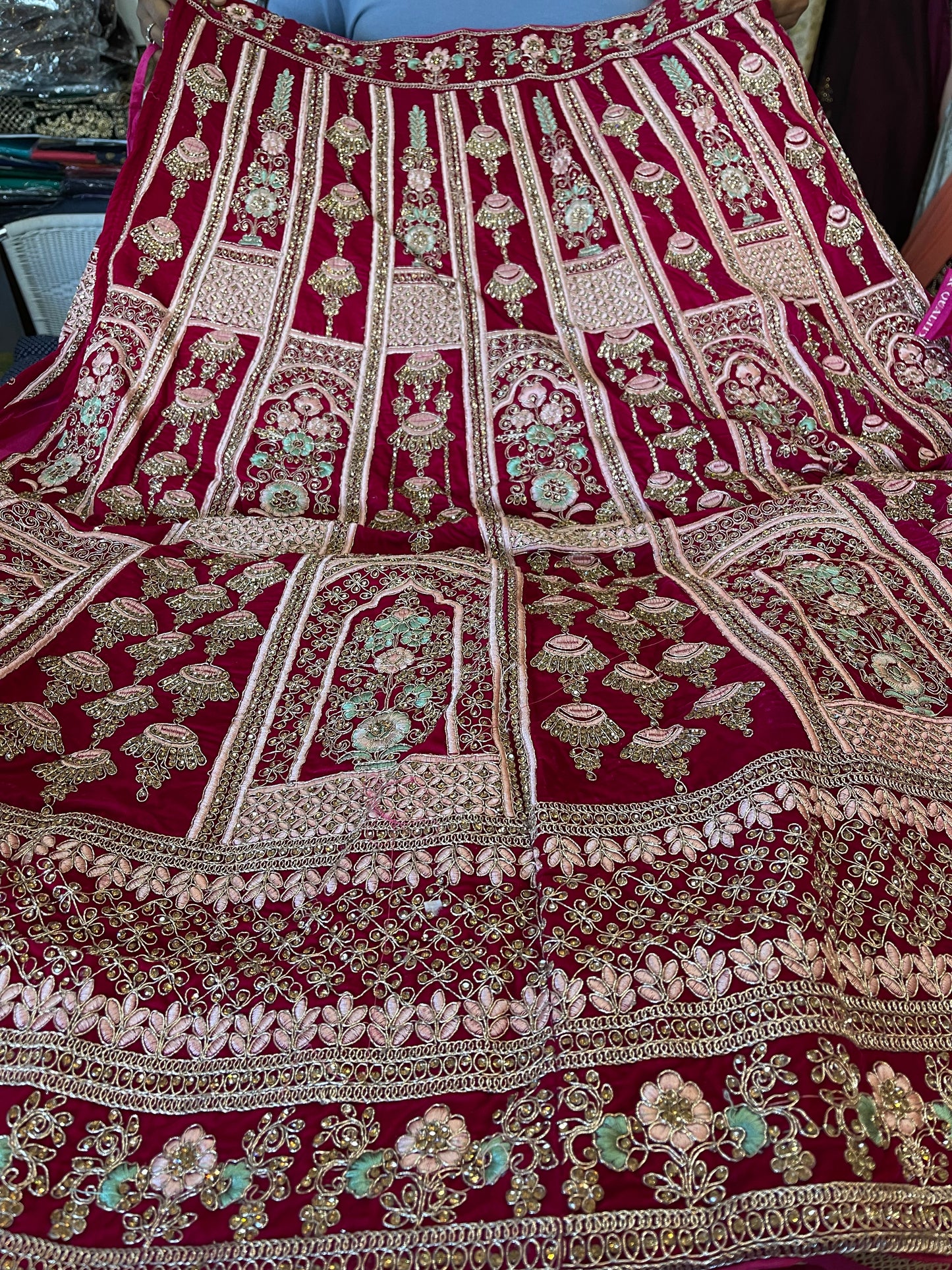 Beautiful designer bridal velvet unstitched lengha