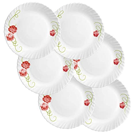 LaOpala 6 Pcs Dainty Swirl Dinner Plate Set ,10.6-inch ,White