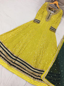 Beautiful designer lucknowi embroidered gown style anarkali