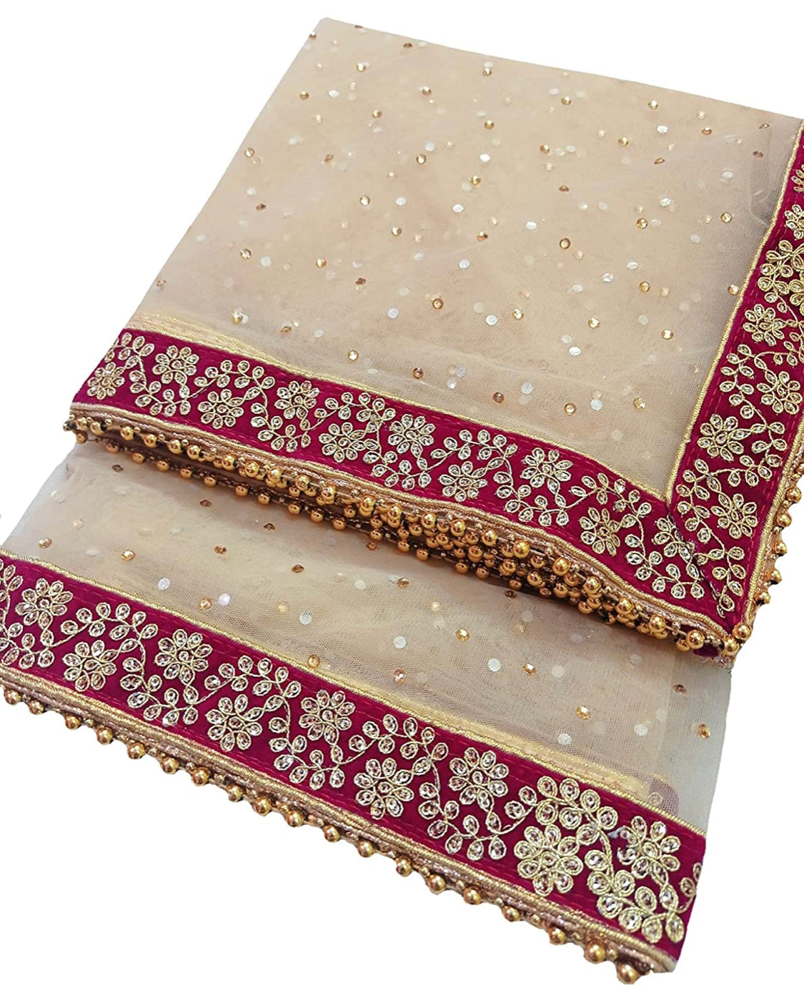 Beautiful designer bridal Women's Net Dupatta with Embroidery with Hand Work