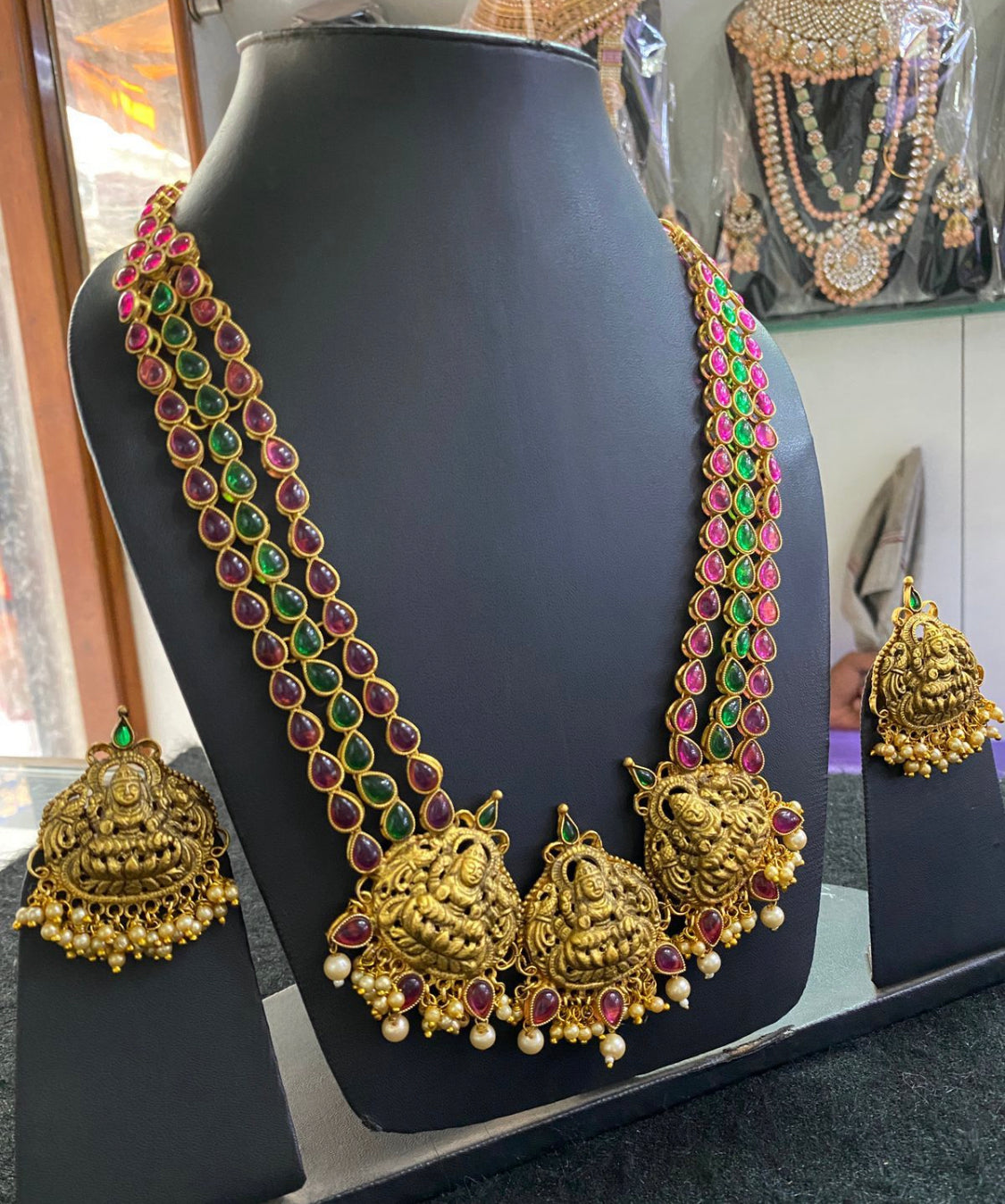 Beautiful designer brass temple jewellery