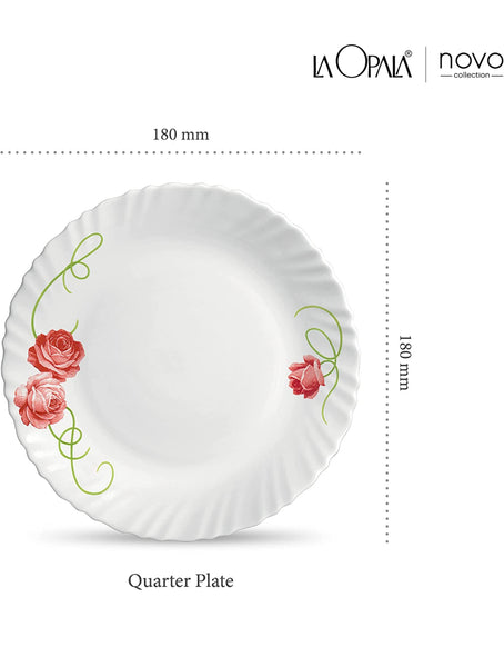 LaOpala Opal Glass Dainty Swirls Quarter Plate (Red) -Set of 6