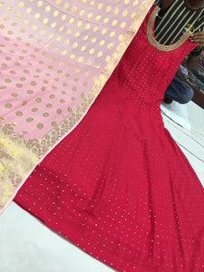Beautiful designer gown style anarkali suit with silk dupptta