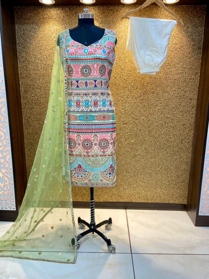 Beautiful designer straight Churidar suit