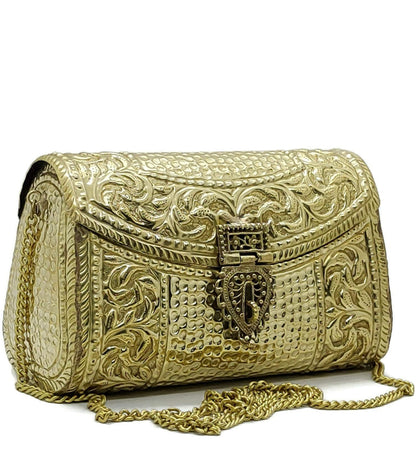 Beautiful designer women gift bridal bag Brass Metal Clutch Sling Bag Indian Ethnic Antique clutch